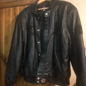Black Leather Home Depot Racing Jacket